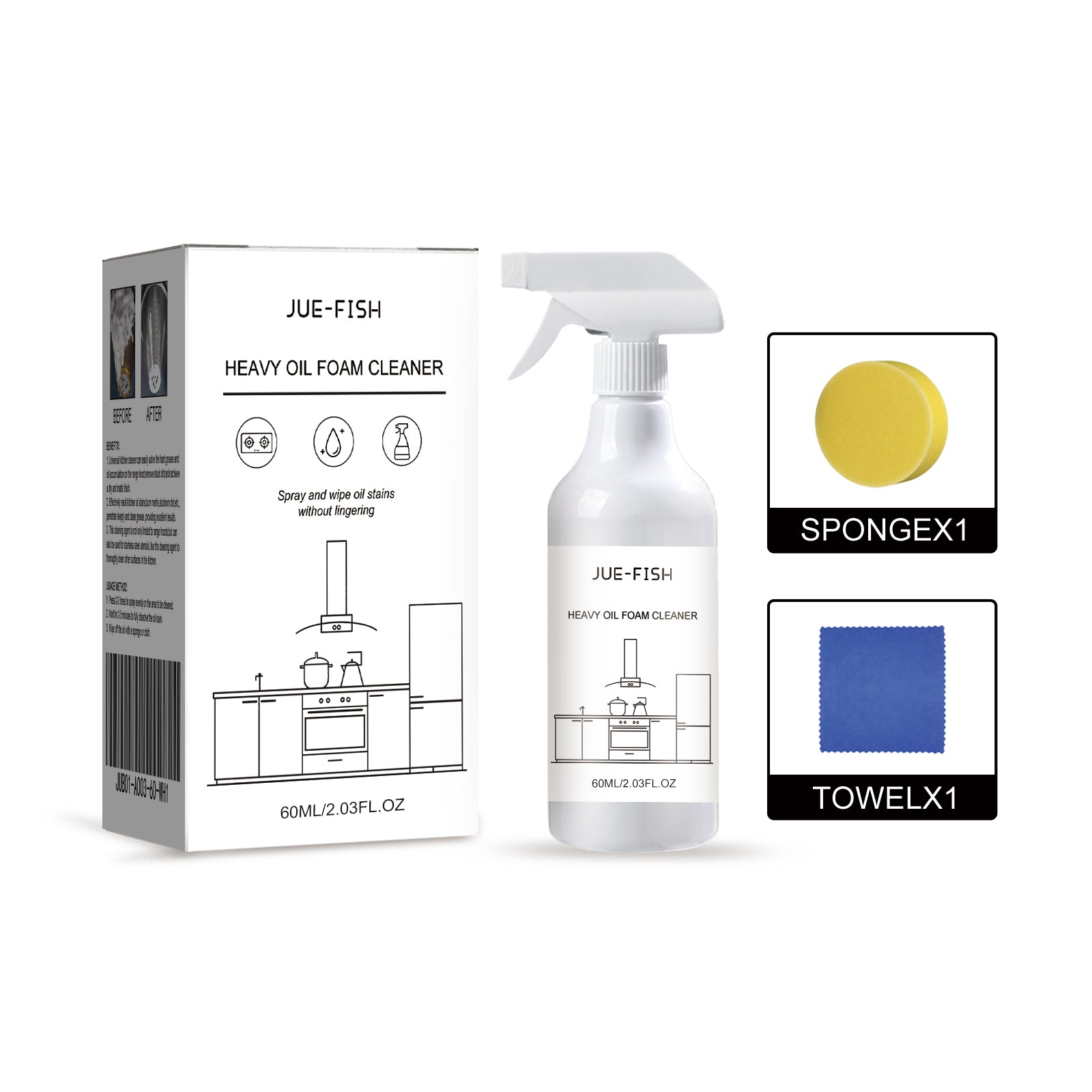 Heavy Oil Foam Cleaner, Kitchen Stove Range Hood Wash Basin Oil Dirt Removal Cleaner