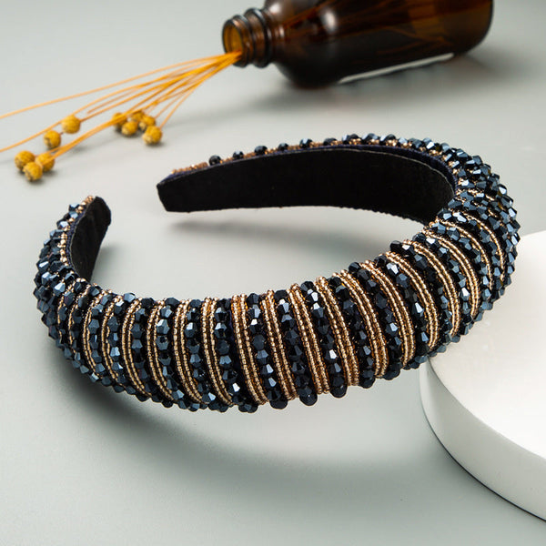 Hair Hoop Hand Woven Beaded Head Hoop Female Baroque Sponge Hair Bundle Korean Style Of The Net Red Face Wash Hair Accessories