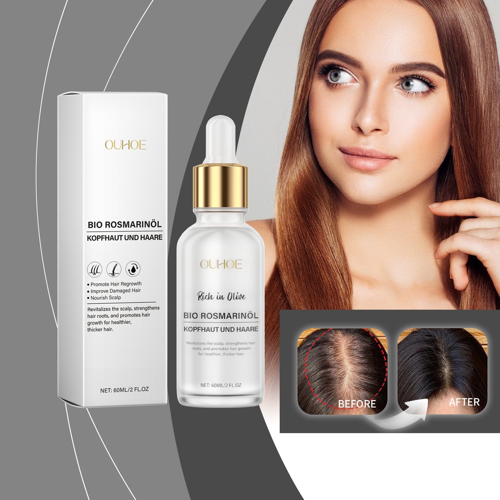 Rosemary Hair Care Essential Oil, Hydrating And Moisturizing Daily Gentle Hair Care Oil