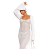 Openwork Square Neck Flare Sleeve Cover-Up Dress