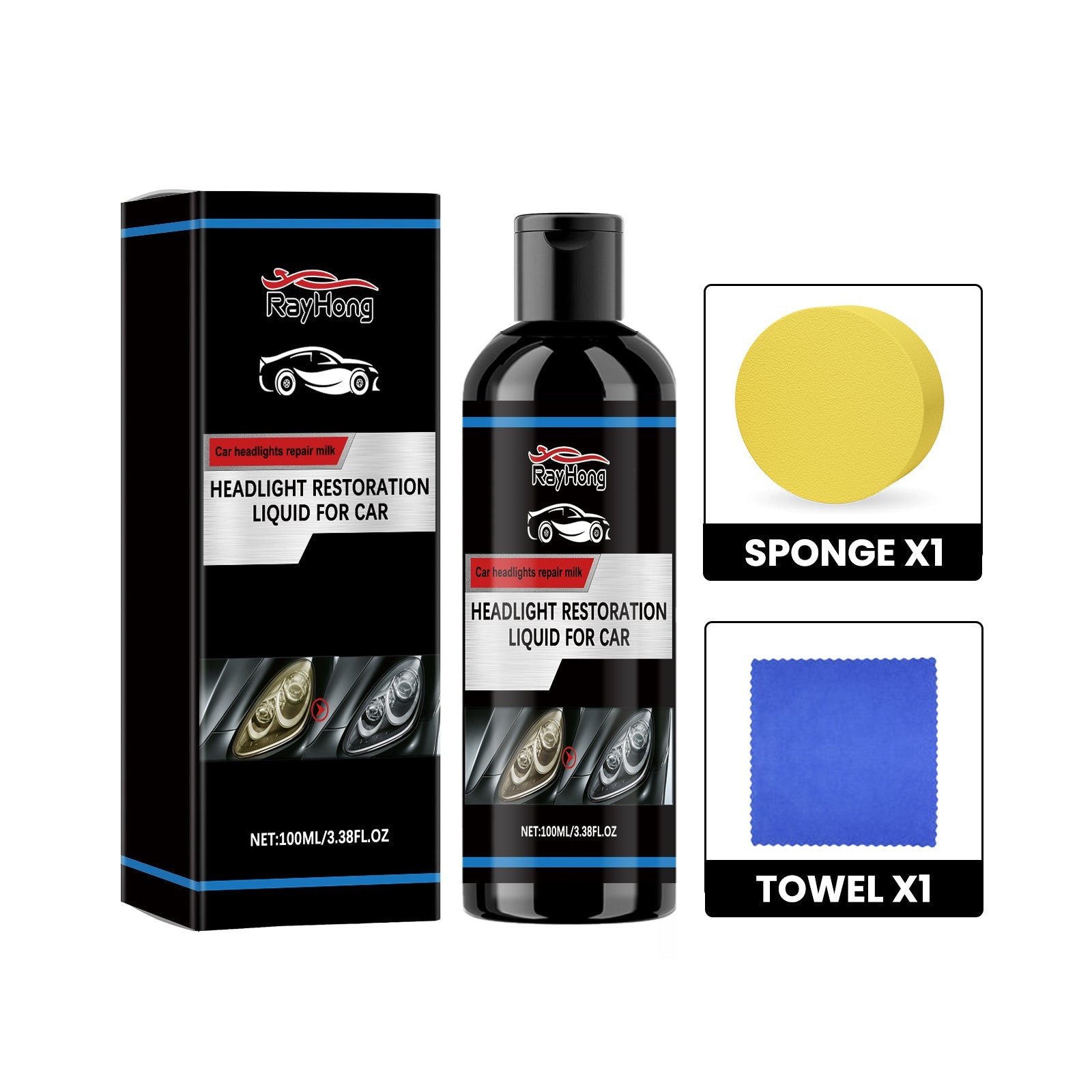 Headlight Restoration Liquid For Car, Lamp Scratches Yellow Cleaning Plating Crystal Polishing Refurbishing Repair Agent