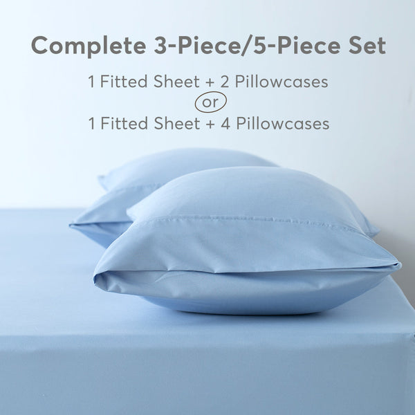Kasentex All Season Deep Pocket Fitted Sheet Set with Pillowcases, Room Decor, Graduation Gifts