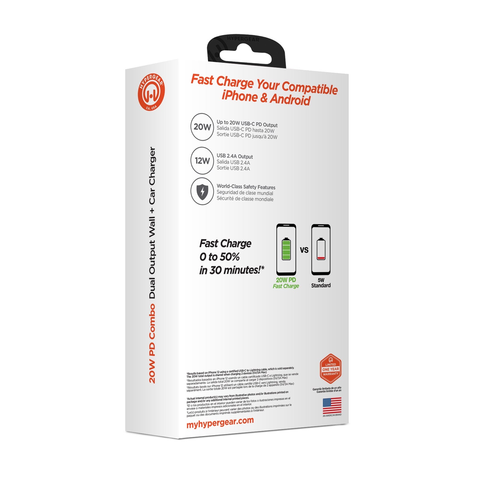 Hypergear Wall & Car Charger Bundle 20W USB-C PD & 12W USB