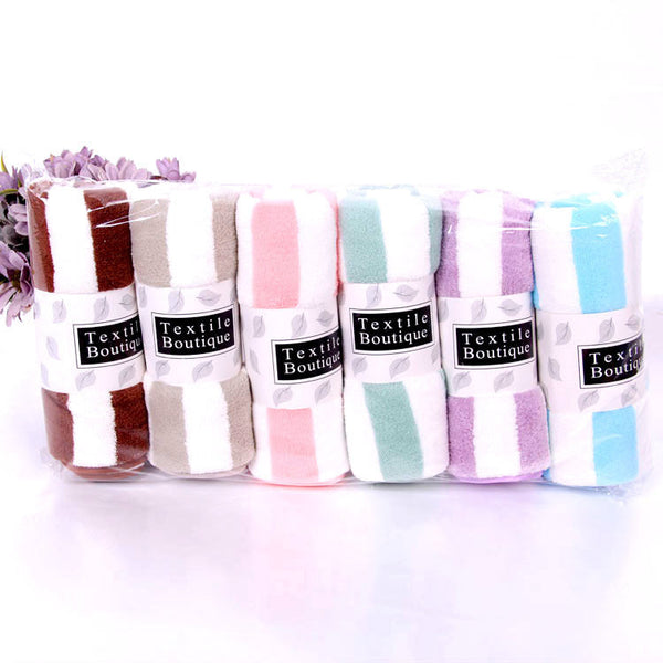Coral Fleece Towel Thickened Absorbent Striped Edge Towel