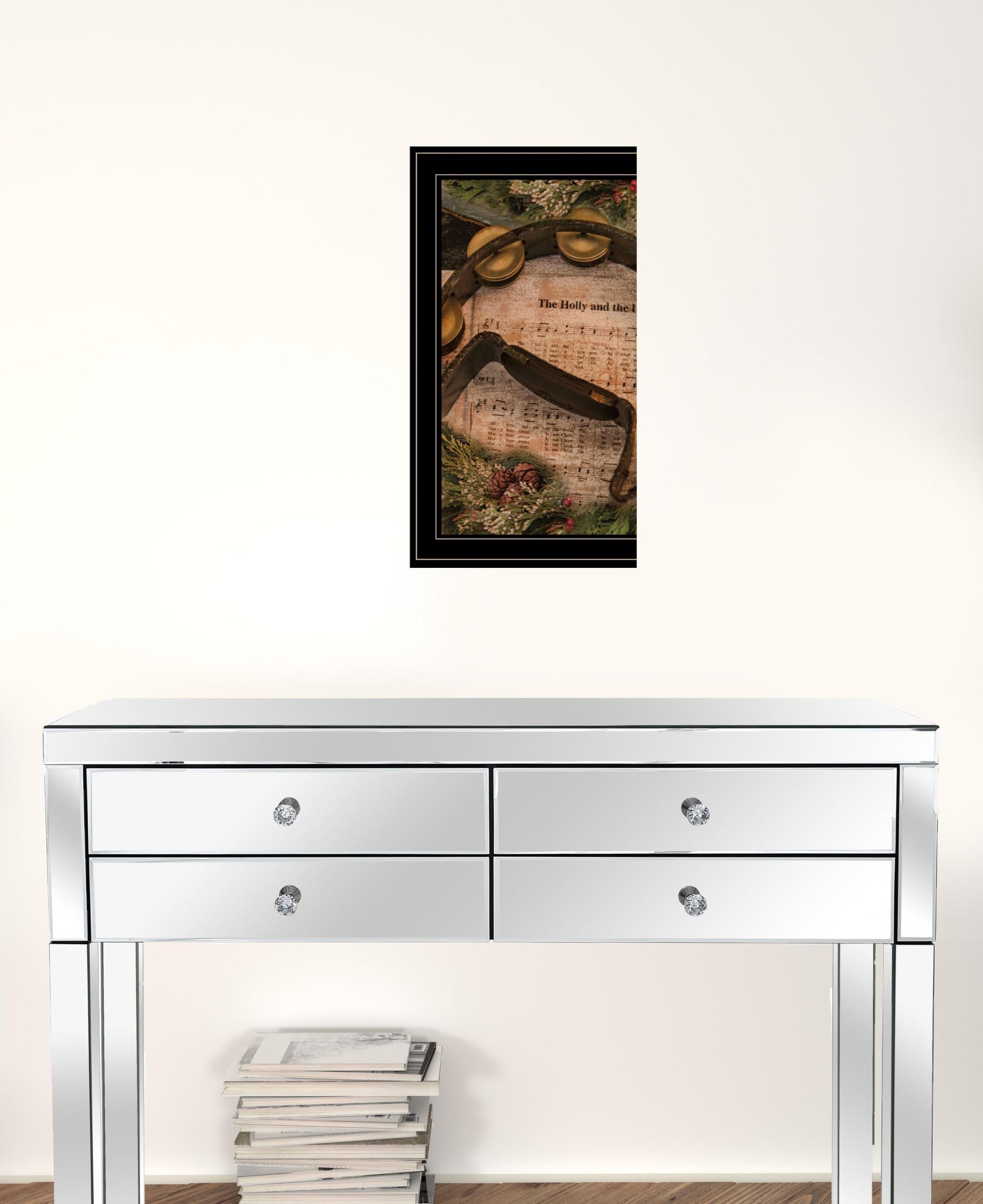 Holly and Ivy Sheet Music Black Framed Print Wall Art