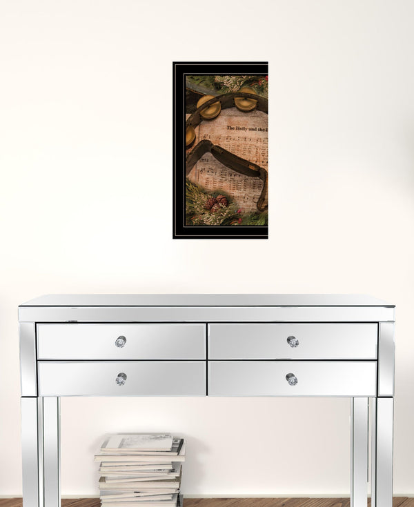 Holly and Ivy Sheet Music Black Framed Print Wall Art