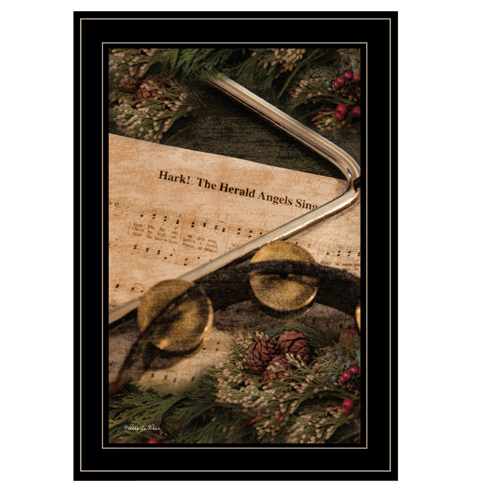 Hark the Herald Angels Sing Black Framed Print Wall Art