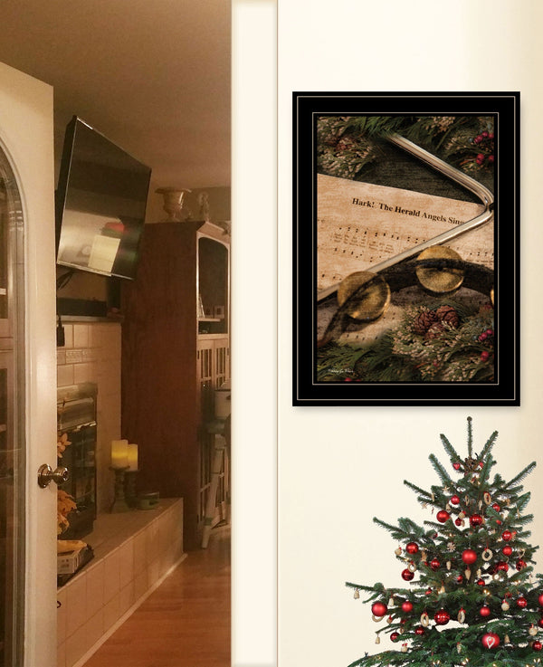 Hark the Herald Angels Sing Black Framed Print Wall Art