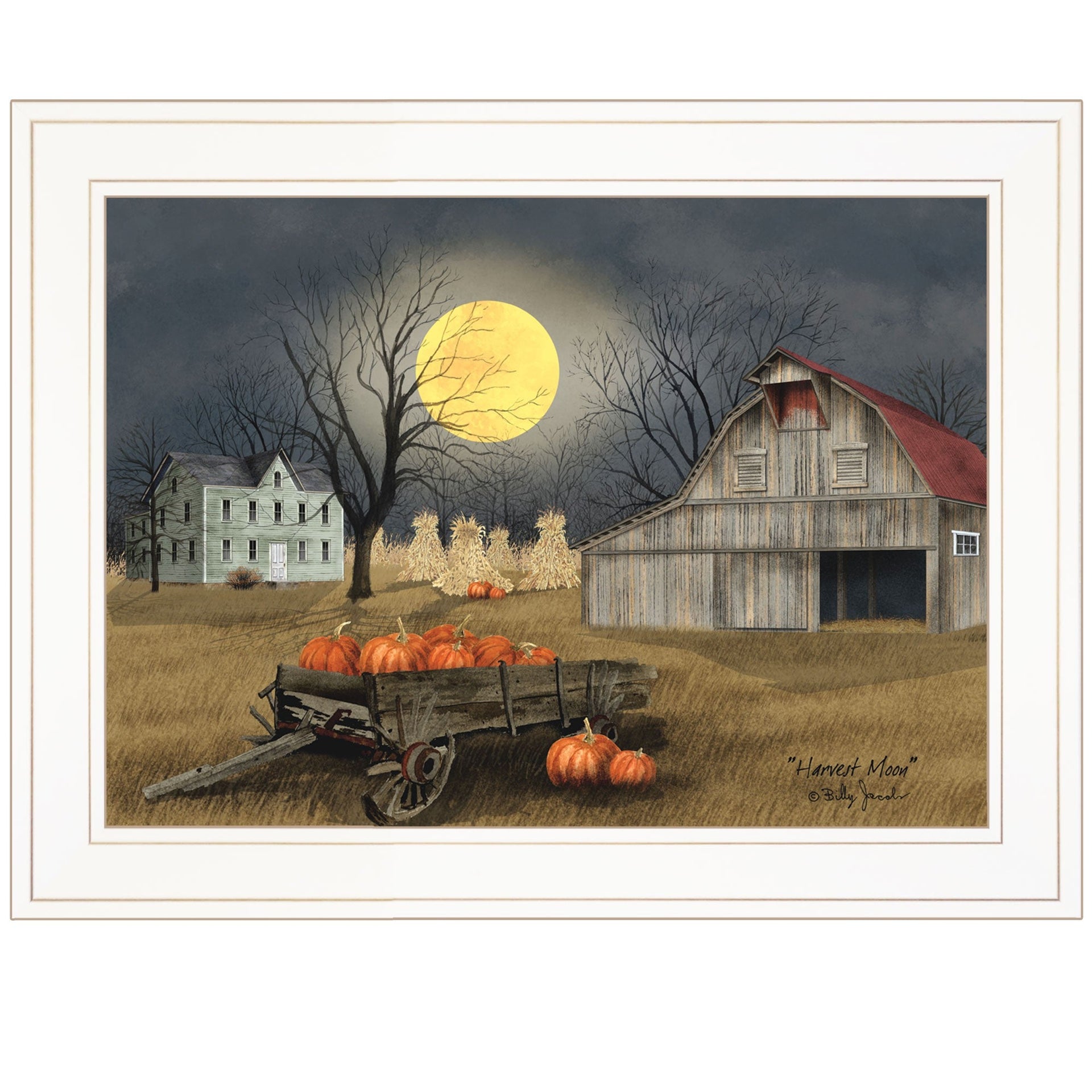 Harvest Moon 5 White Framed Print Wall Art