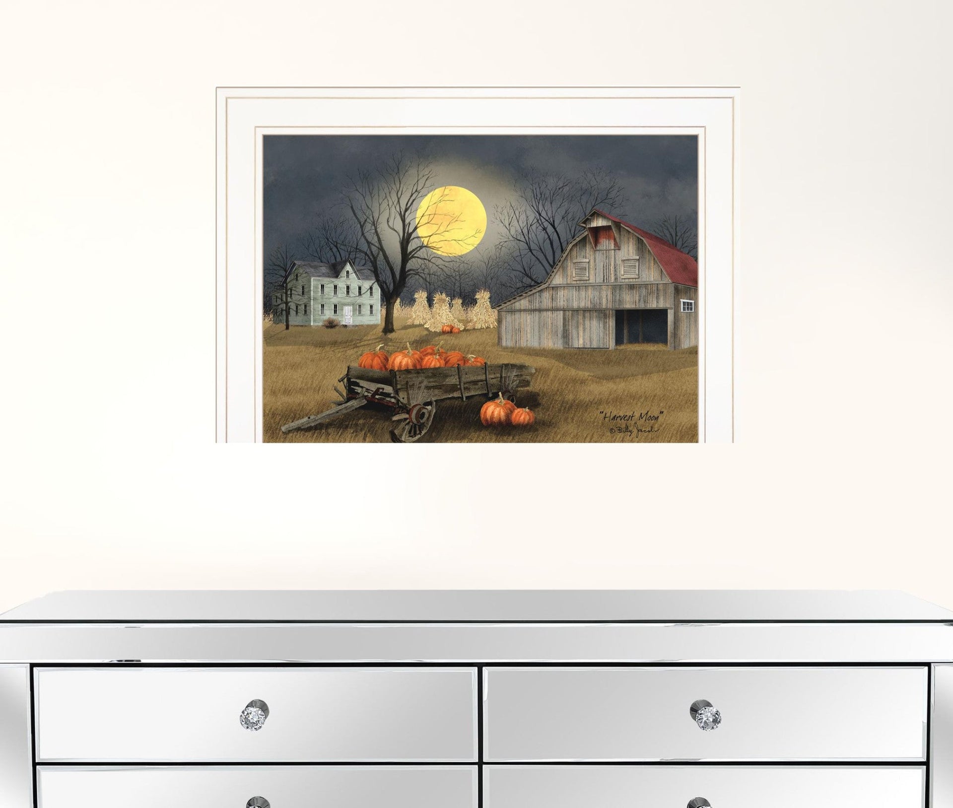 Harvest Moon 5 White Framed Print Wall Art