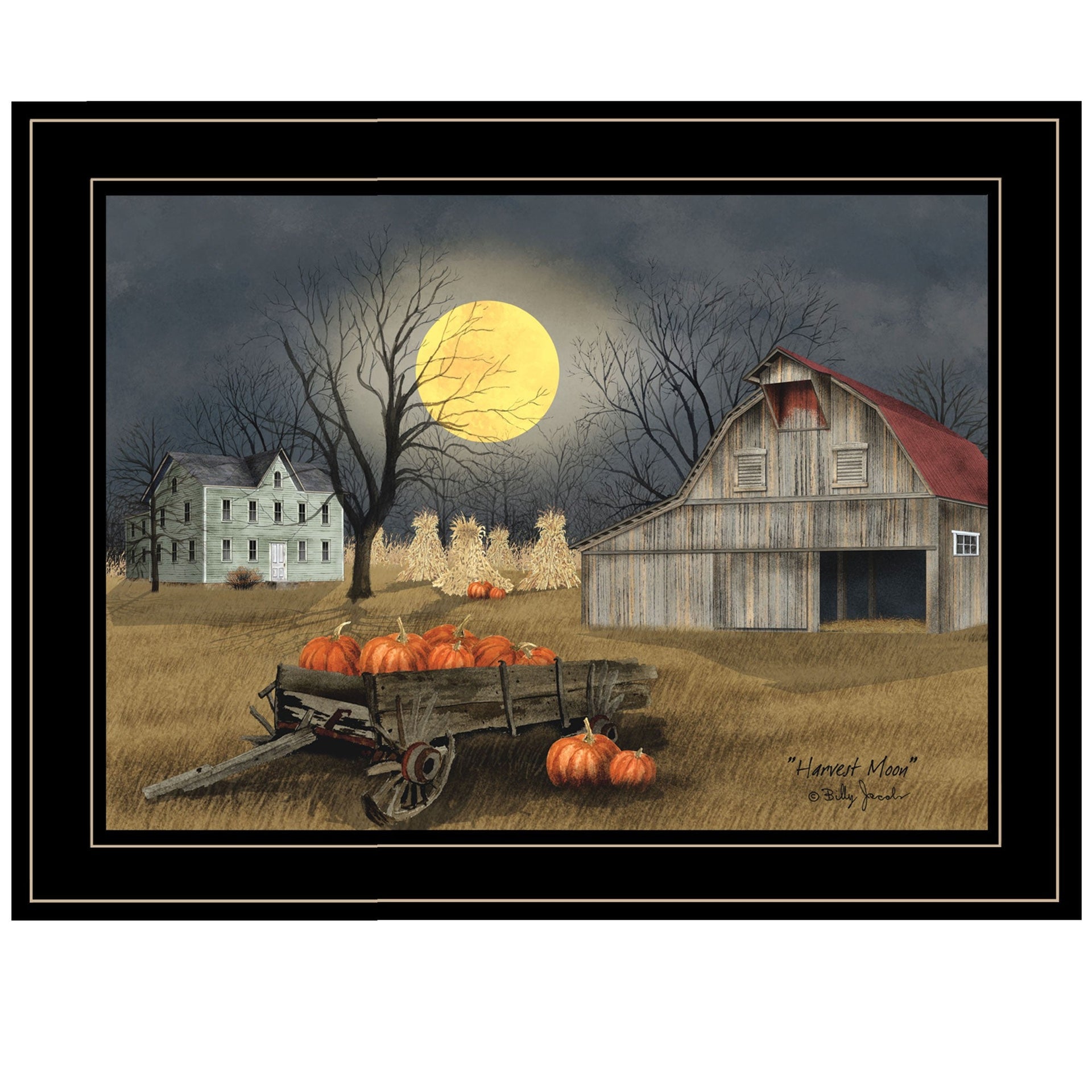 Harvest Moon 7 Black Framed Print Wall Art
