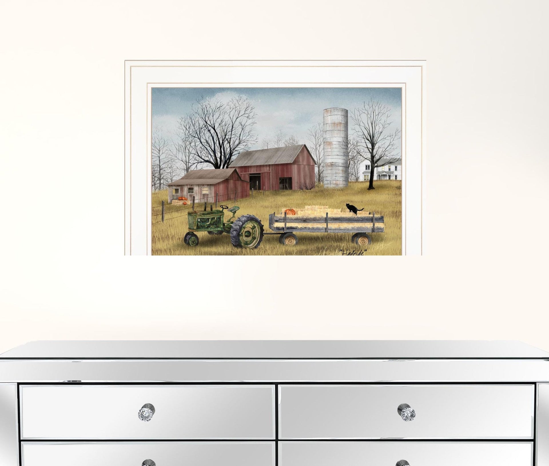 Hayride 1 White Framed Print Wall Art