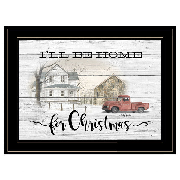 Ill Be Home For Christmas 3 Black Framed Print Wall Art