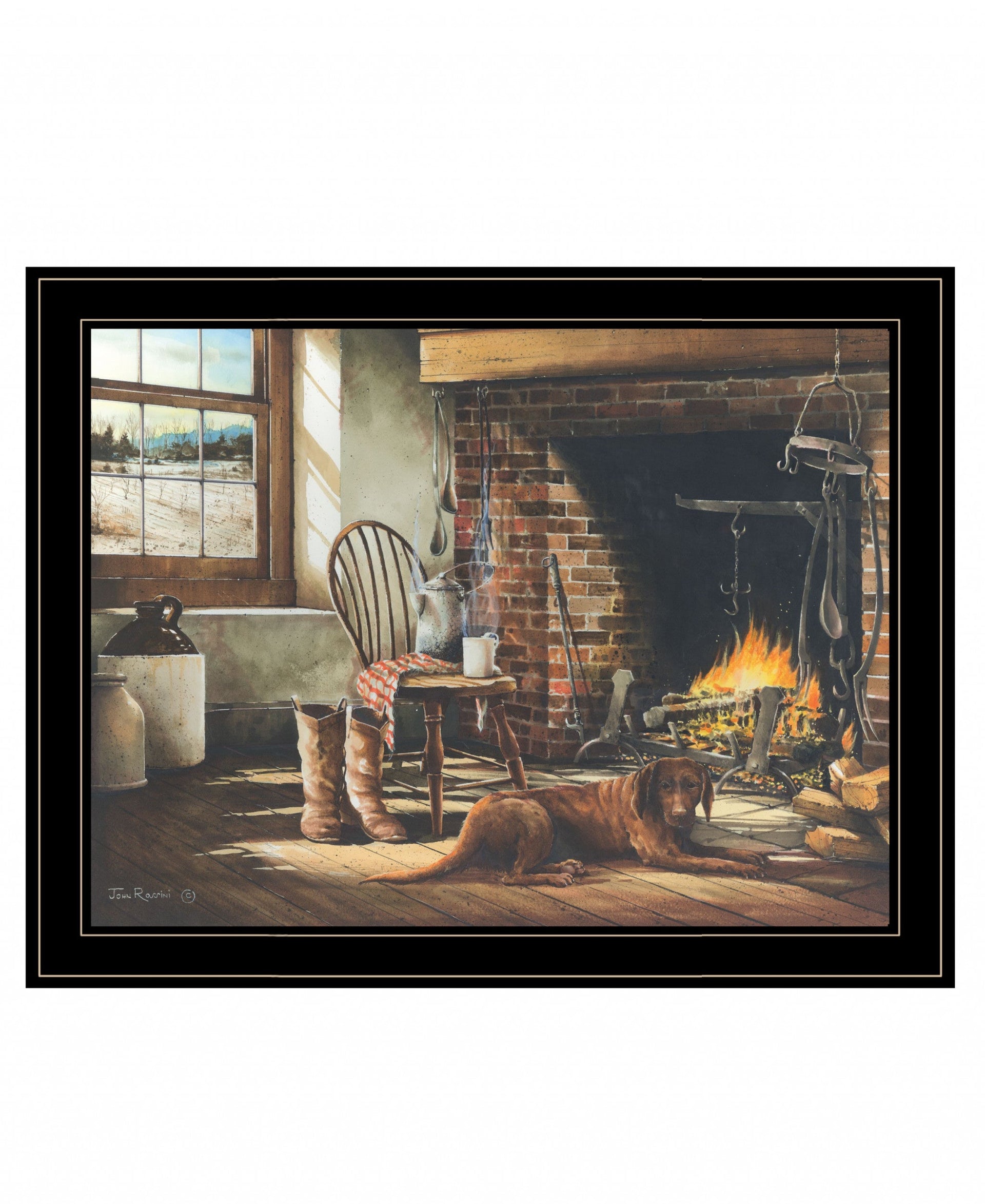 His Morning Coffee 2 Black Framed Print Wall Art