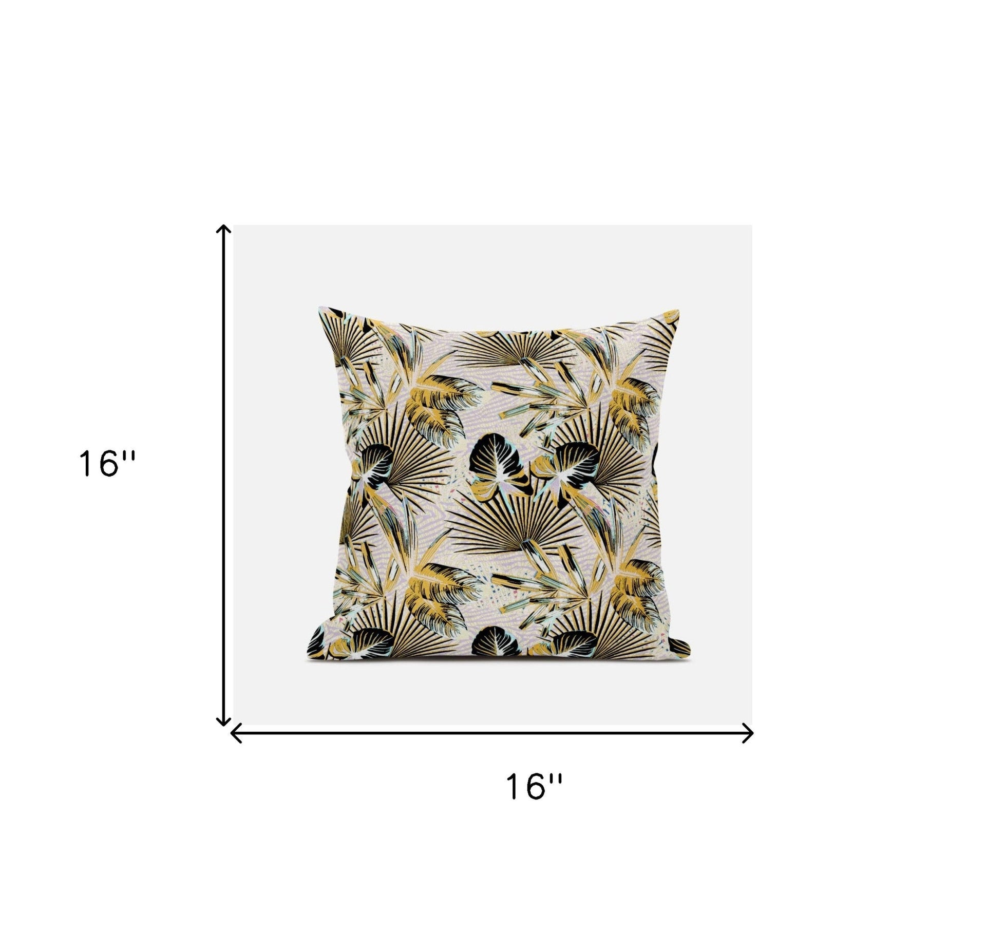 16” Yellow Black Tropical Suede Throw Pillow