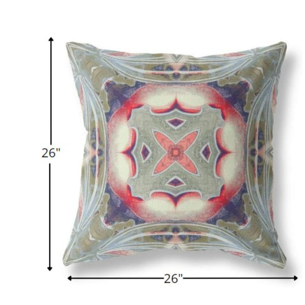 18” Sage Pink Geo Tribal Indoor Outdoor Throw Pillow