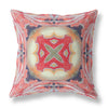 18” Peach Red Geo Tribal Indoor Outdoor Throw Pillow