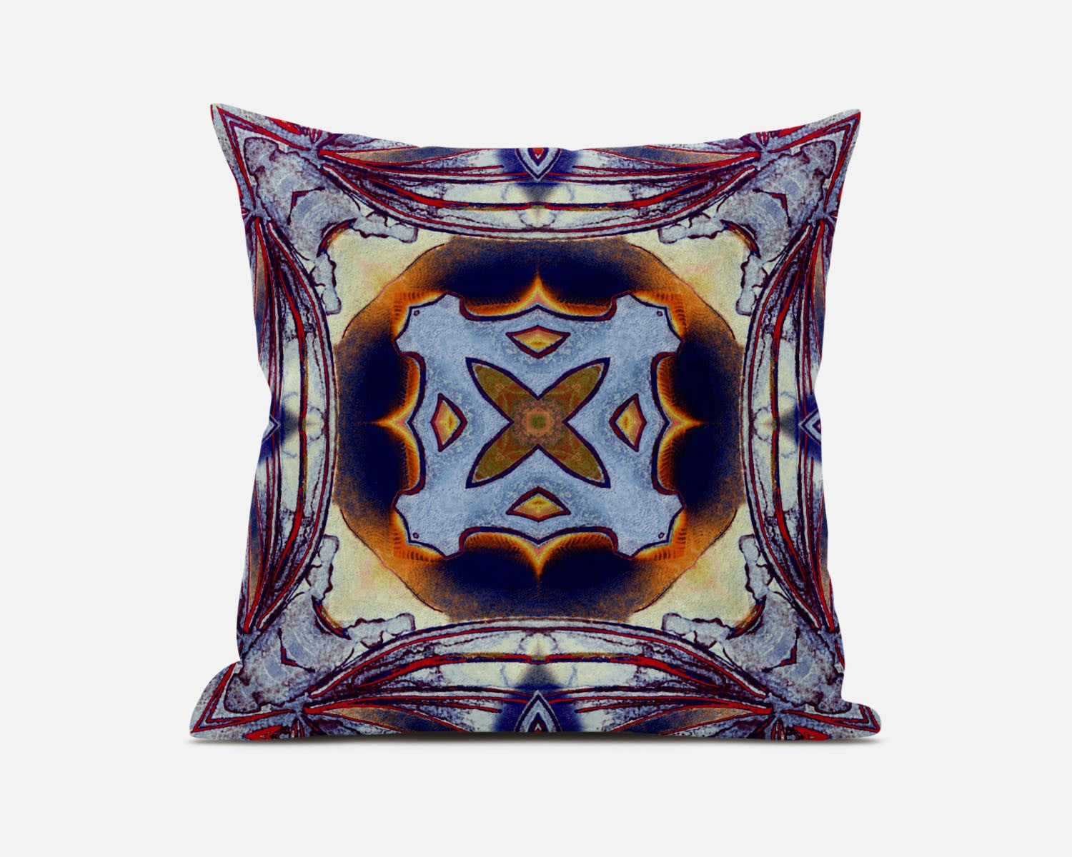 18” Indigo Yellow Geo Tribal Suede Throw Pillow