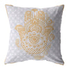 18” Gold Gray Hamsa Indoor Outdoor Throw Pillow