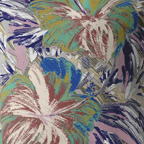 18” Lilac Green Hibiscus Indoor Outdoor Zippered Throw Pillow