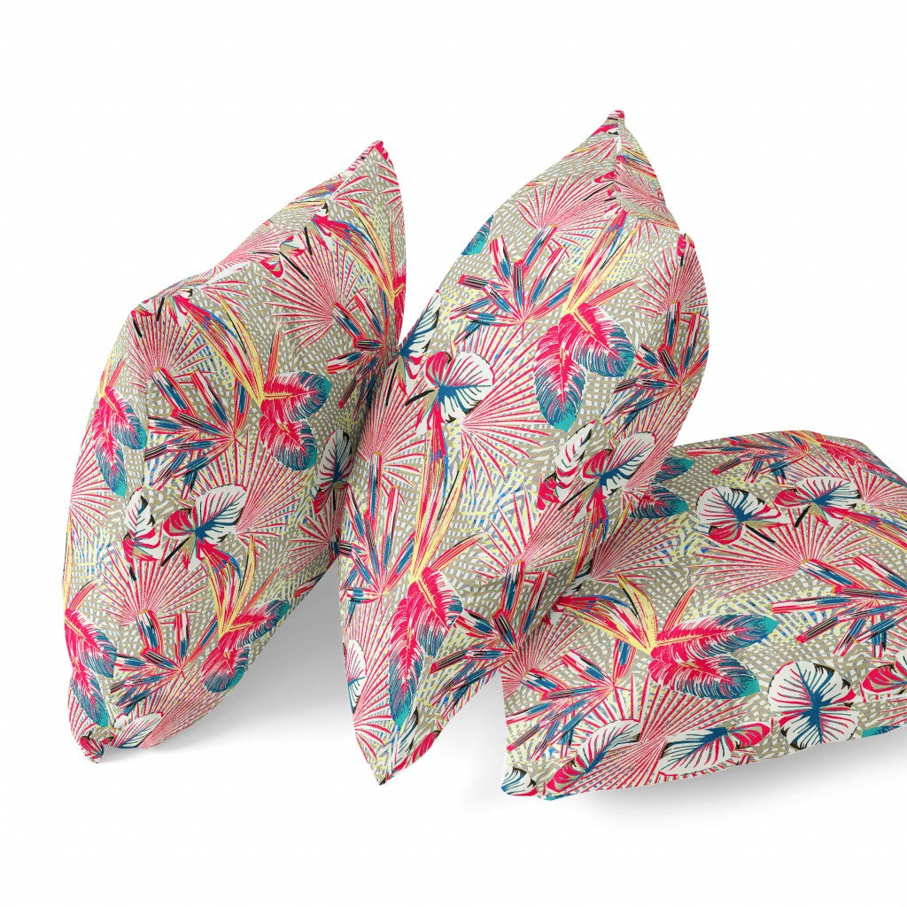 18” Red Gold Tropical Indoor Outdoor Throw Pillow