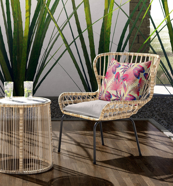 16?ǥ Pink Yellow Tropical Indoor Outdoor Throw Pillow