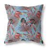 18” Coral Blue Tropical Indoor Outdoor Throw Pillow
