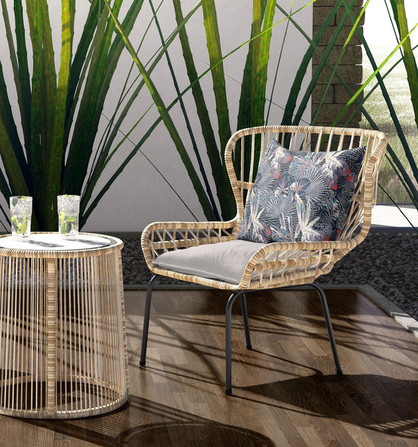 16?ǥ Purple Indigo Tropical Indoor Outdoor Throw Pillow