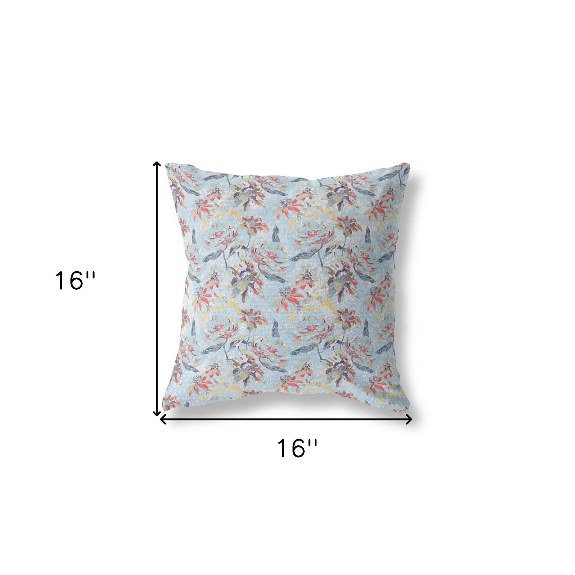 16?ǥ Sky Blue Red Roses Indoor Outdoor Throw Pillow