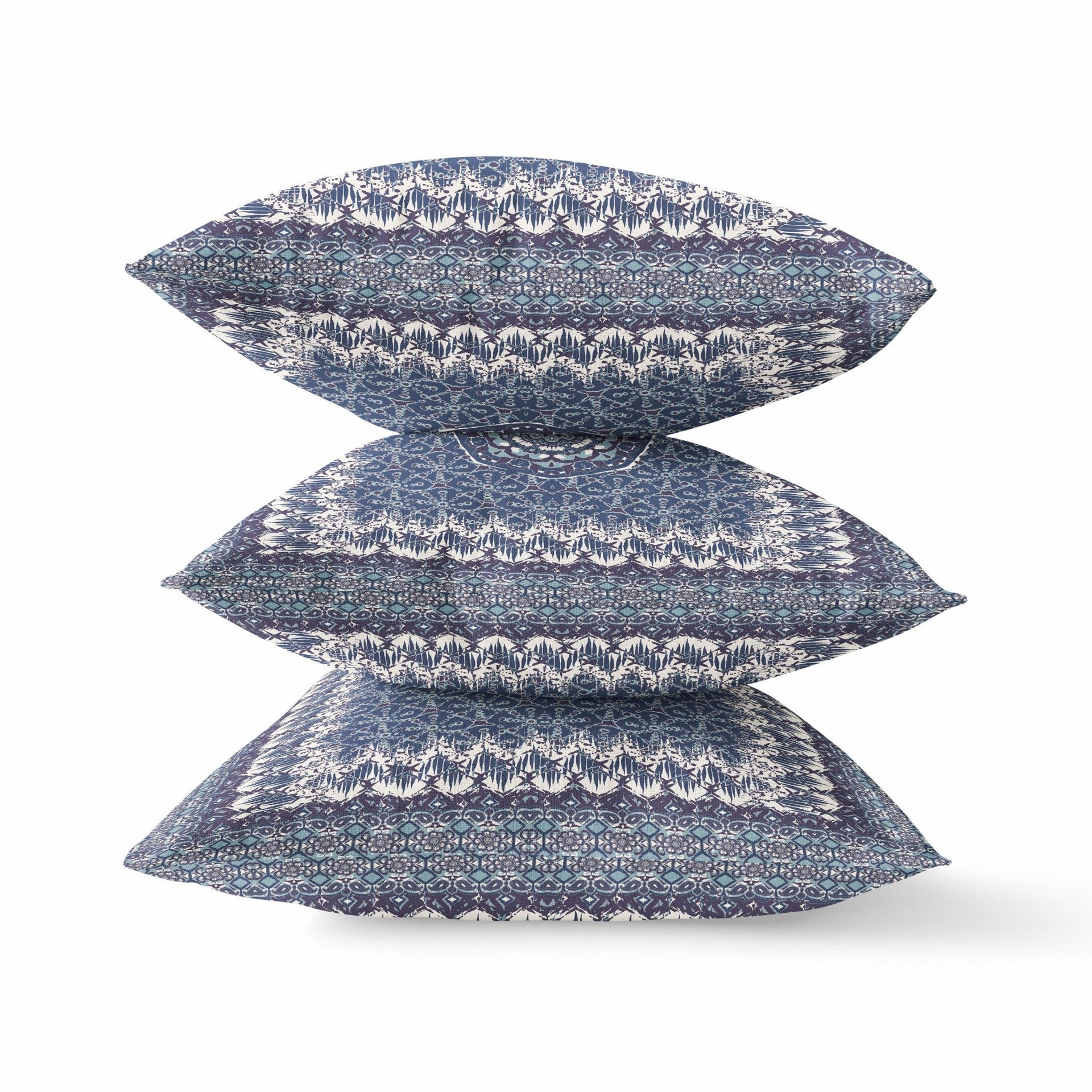 16?ǥ Indigo White Holy Floral Indoor Outdoor Throw Pillow