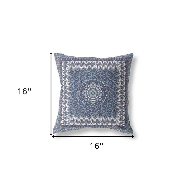 16?ǥ Indigo White Holy Floral Indoor Outdoor Throw Pillow