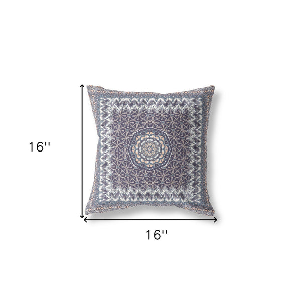 16?ǥ Gray Peach Holy Floral Indoor Outdoor Throw Pillow