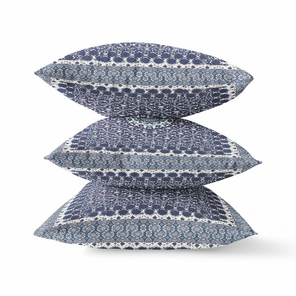 16?ǥ Slate Blue Holy Floral Indoor Outdoor Throw Pillow