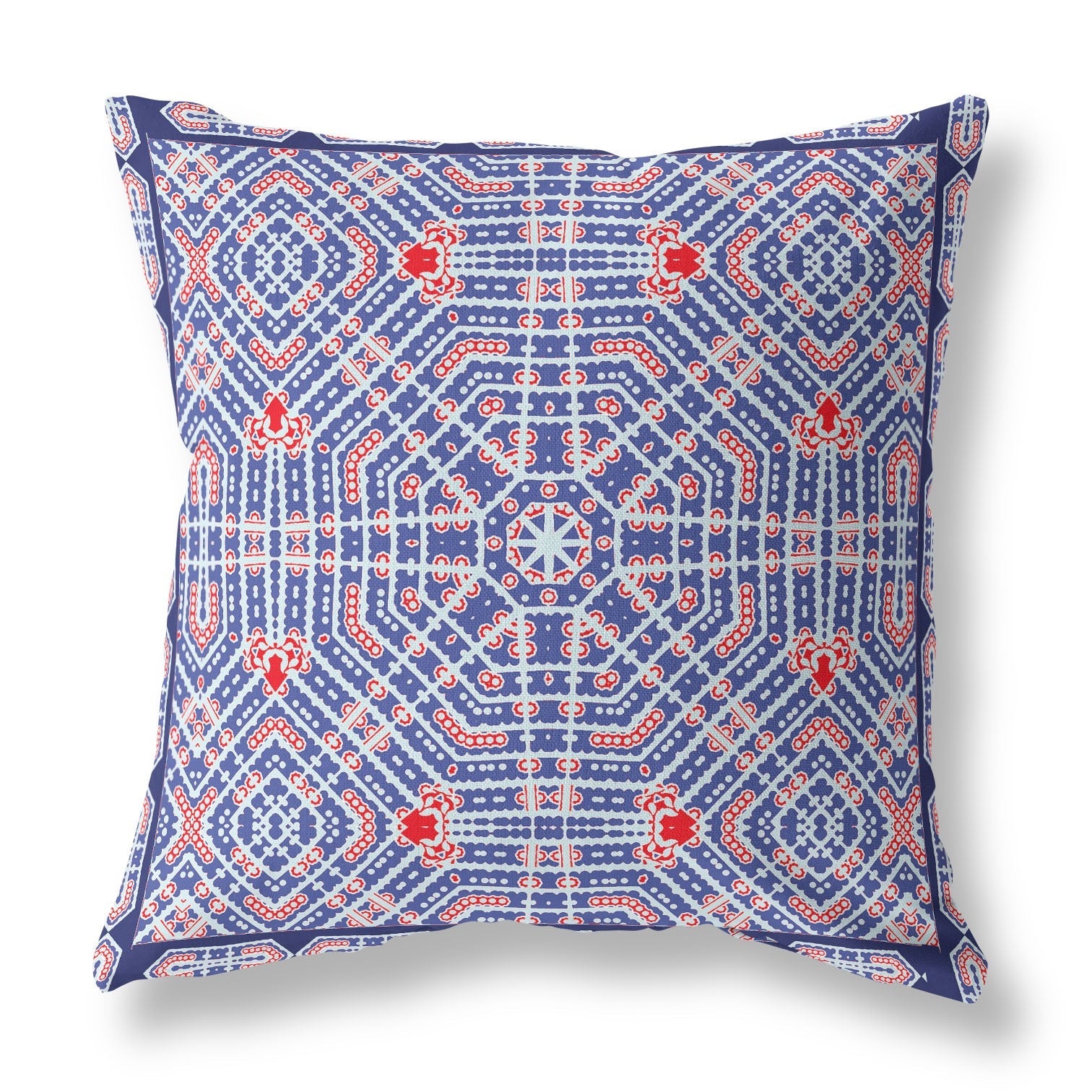 16?ǥ Blue Red Geostar Indoor Outdoor Throw Pillow