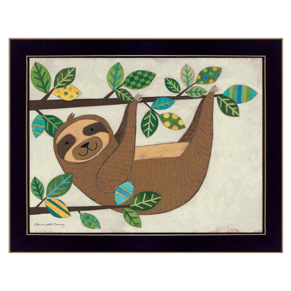Hanging Sloth I 1 Black Framed Print Wall Art