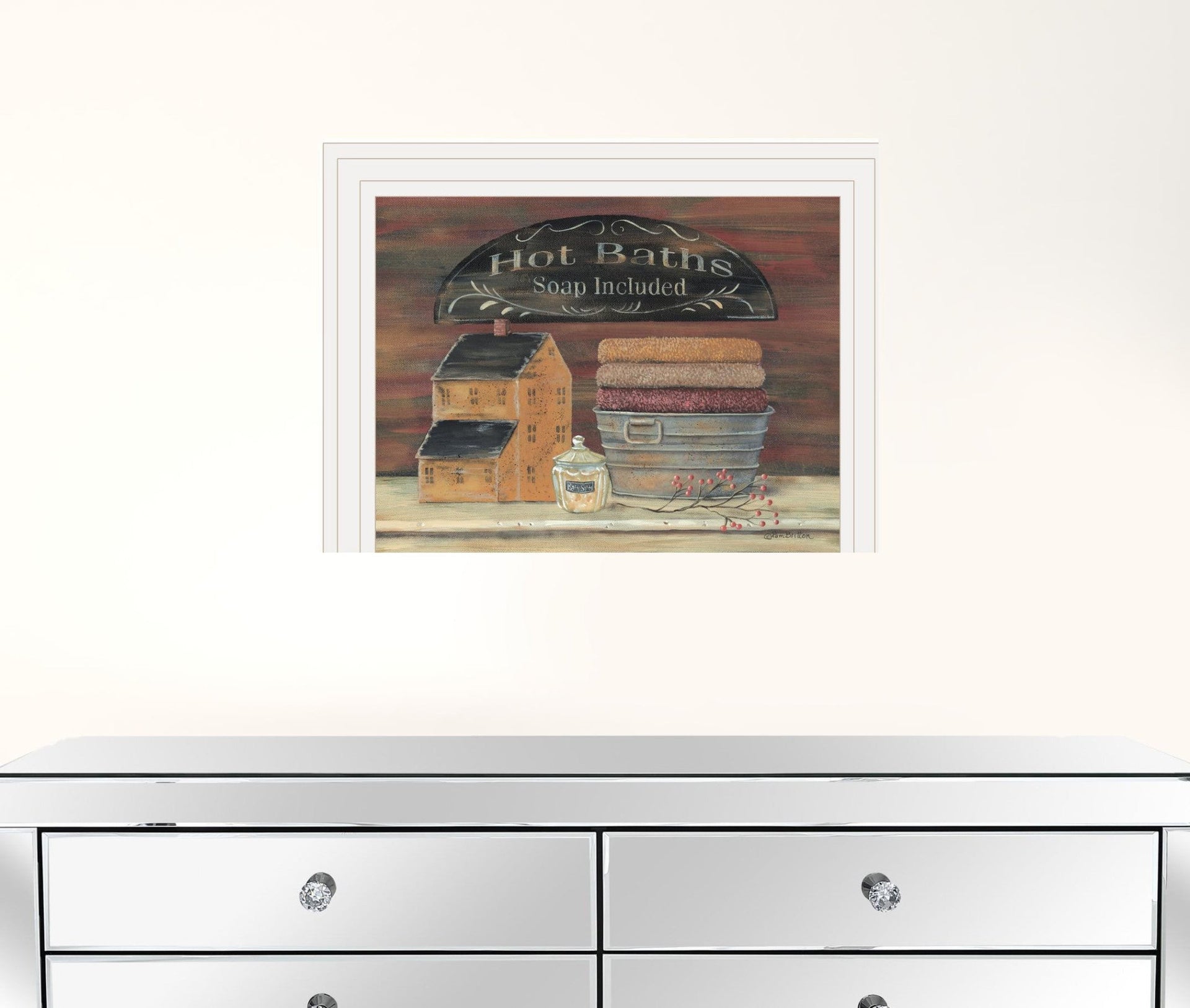 HOT BATH 8 White Framed Print Bathroom Wall Art