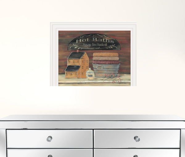 HOT BATH 8 White Framed Print Bathroom Wall Art