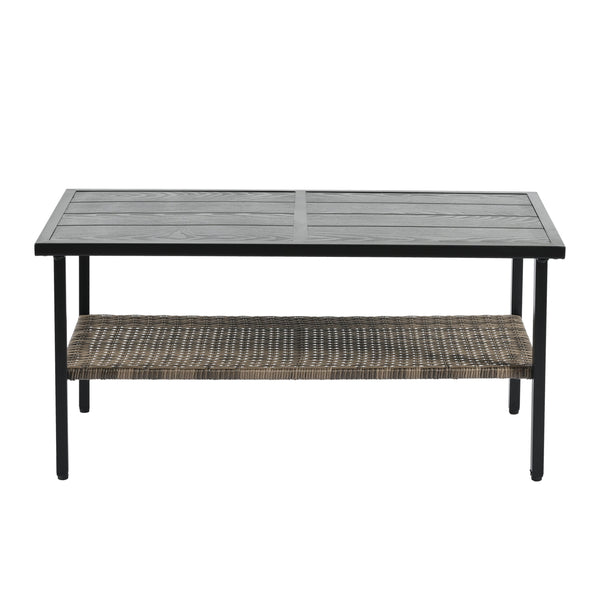 Patio Furniture, Outdoor Furniture, Seasonal PE Wicker Furniture, Four Set Wicker Furniture With Black Metal Table