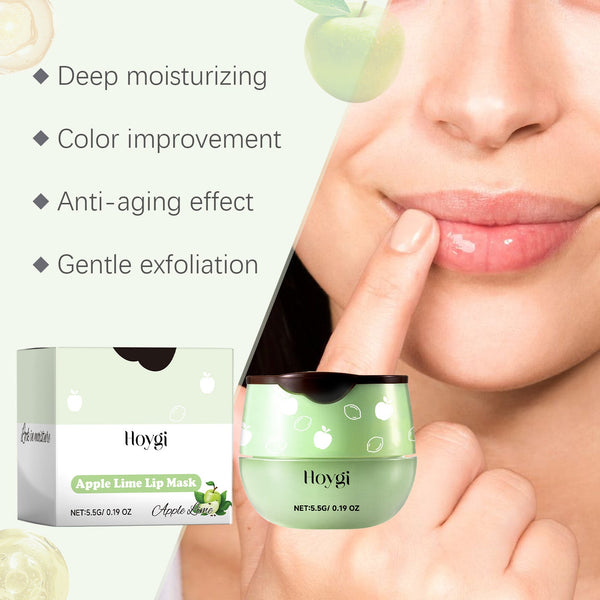Green Apple Lip Mask, Moisturizing And Moisturizing Lips, Reducing Lip Lines, Preventing Dry Cracks, Removing Dead Skin And Moisturizing Care Lip Mask