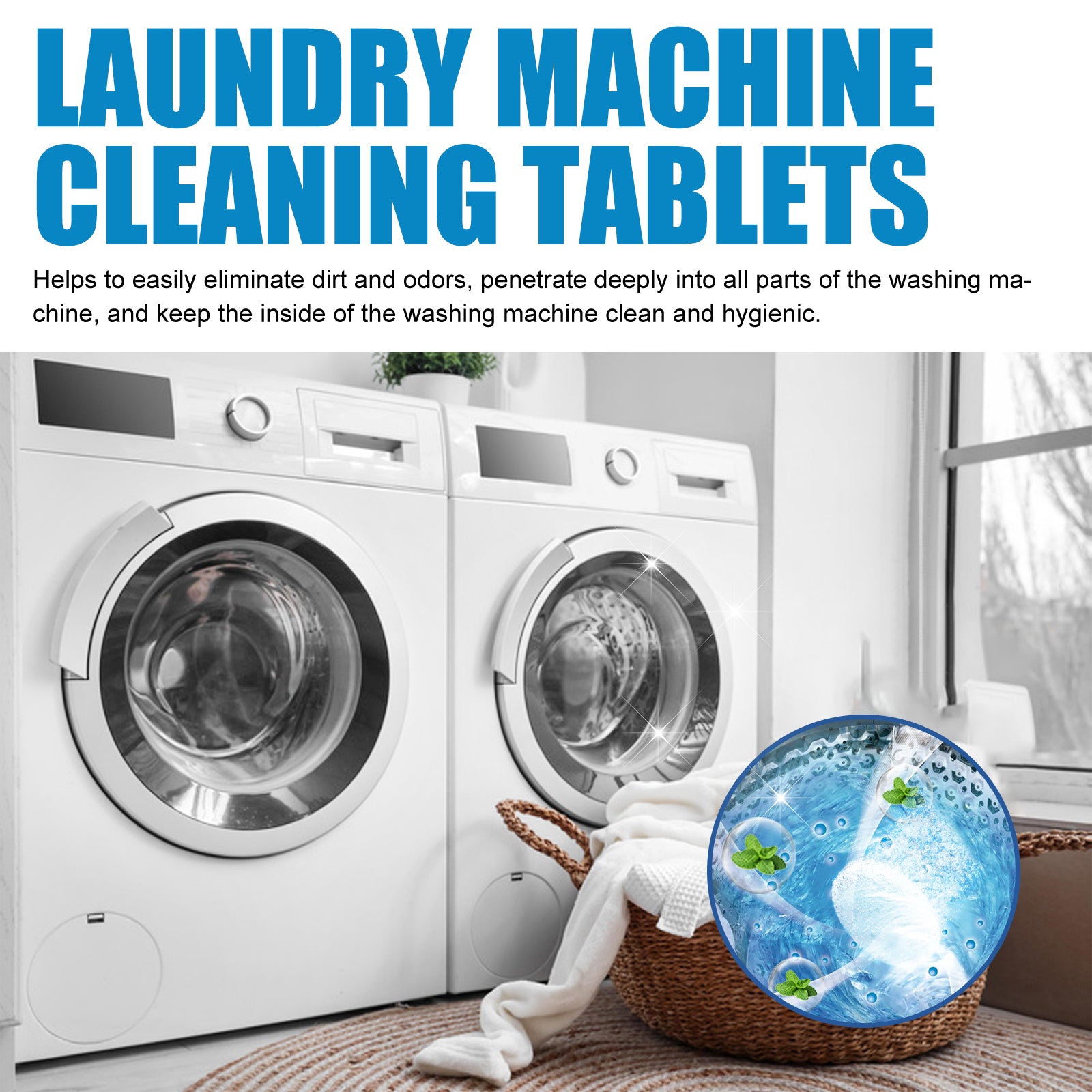 Laundry Machine Cleaning Tablets, Roller Washing Tank Remove Dirt Clean Smell Fragrant Clean