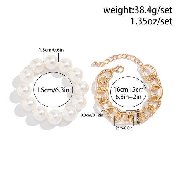 Hot selling geometric bead bracelet for women's fashion, exaggerated large round bead imitation pearl Bracelet
