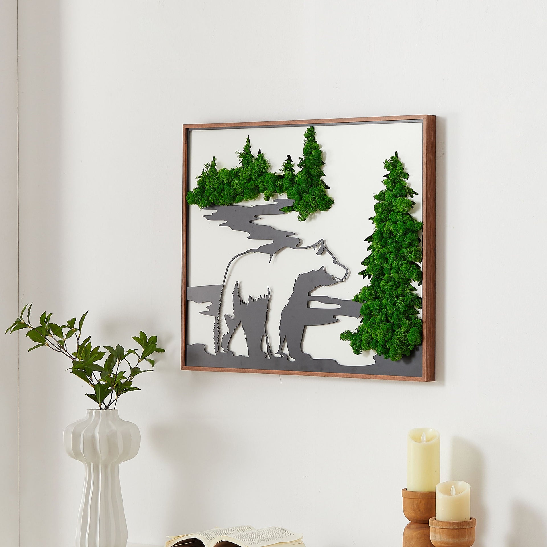 Bear Metal Art Moss Wall Decor