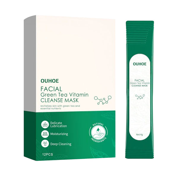 Facial Green Tea Vitamin Cleanse Mask, Facial Acne Deep Moisturizing Smear Delicate Pores Tender Skin