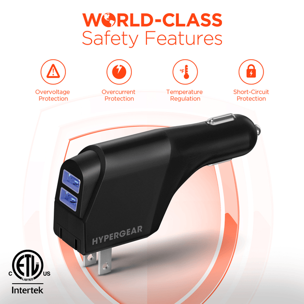 HyperGear Hybrid 2.1A Dual USB Car/Wall Charger