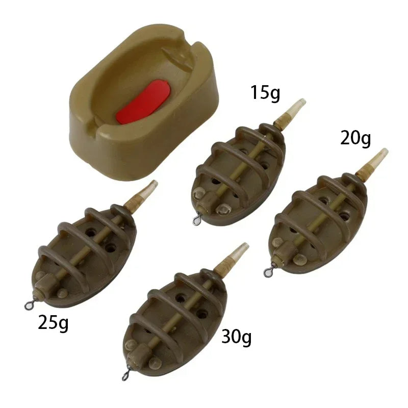 1 Set Bait Thrower Outdoor Fish Tackle Inline Method Feeder Mould Bait Plumb Set Carp Fishing Bait Holder Tool Accessory