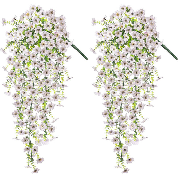 Purple hanging artificial flowers, vines for wedding arch, home, garden, party, autumn decor, fake eucalyptus, plant decor, 2 pc