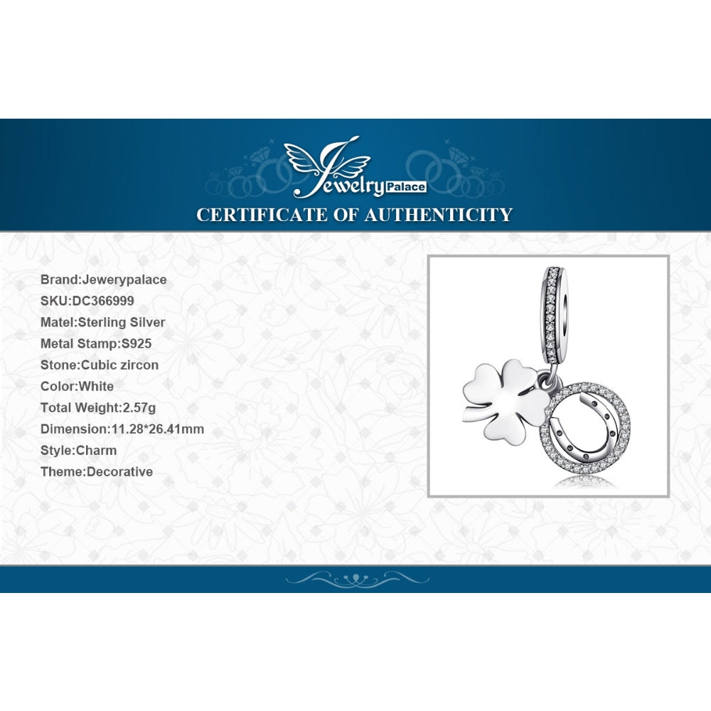 Jewelrypalace 100% 925 Sterling Silver Charms 4 Leaf Clover Charms Beads fit Bracelets Anniversary Gifts Fashion DIY Jewelry
