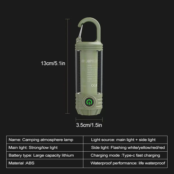 Multi functional outdoor camping light, portable strong light flashlight, rechargeable mini retro camping atmosphere light
