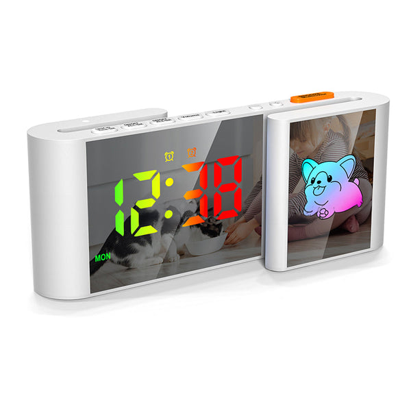 Creative S-shaped Dual-Screen RGB Colorful Alarm Clock, Adorable Cartoon Night Light Electronic Clock