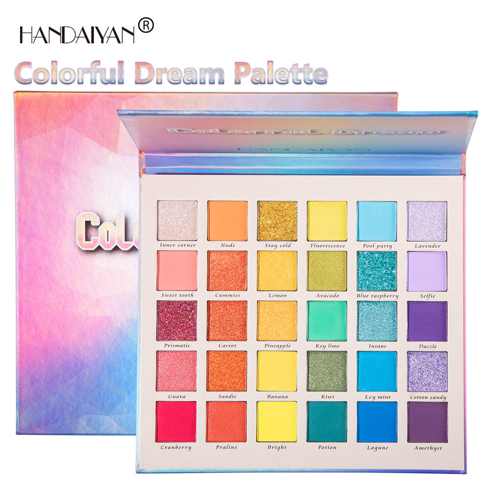 HANDAIYAN New 30 Color Pearlescent Matte Glitter Eyeshadow Palette Cross-border Makeup Fantasy Rainbow Palette
